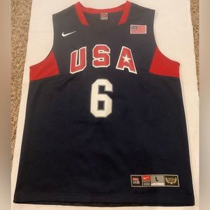 Lebron James Authentic NIKE USA Jersey(Blue) 2008 Olympics Size L Great Cond